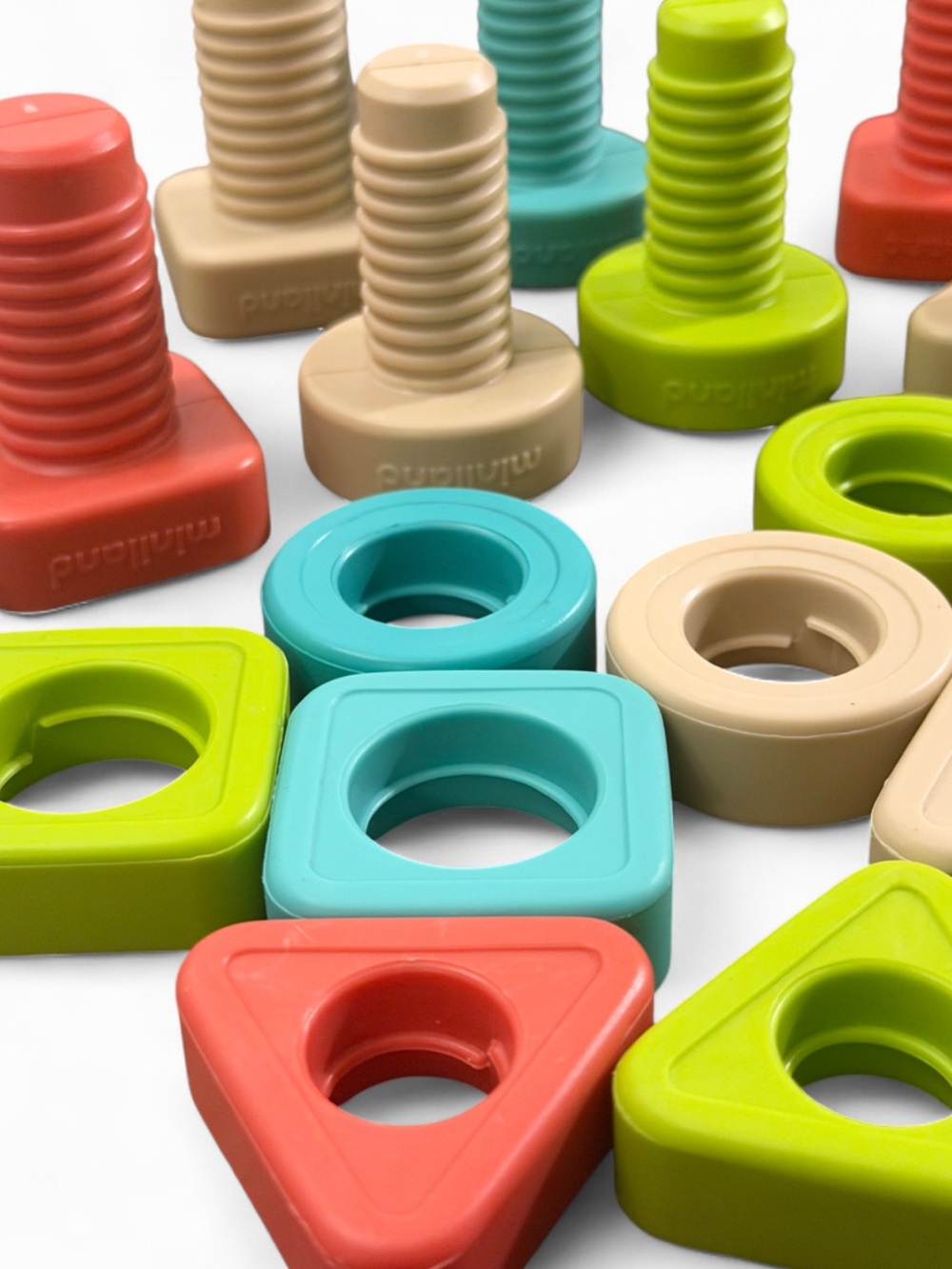 Miniland ECO nuts and bolts toy for Kids - Teal, Lime, Coral, Beige - Picture 3 of 3